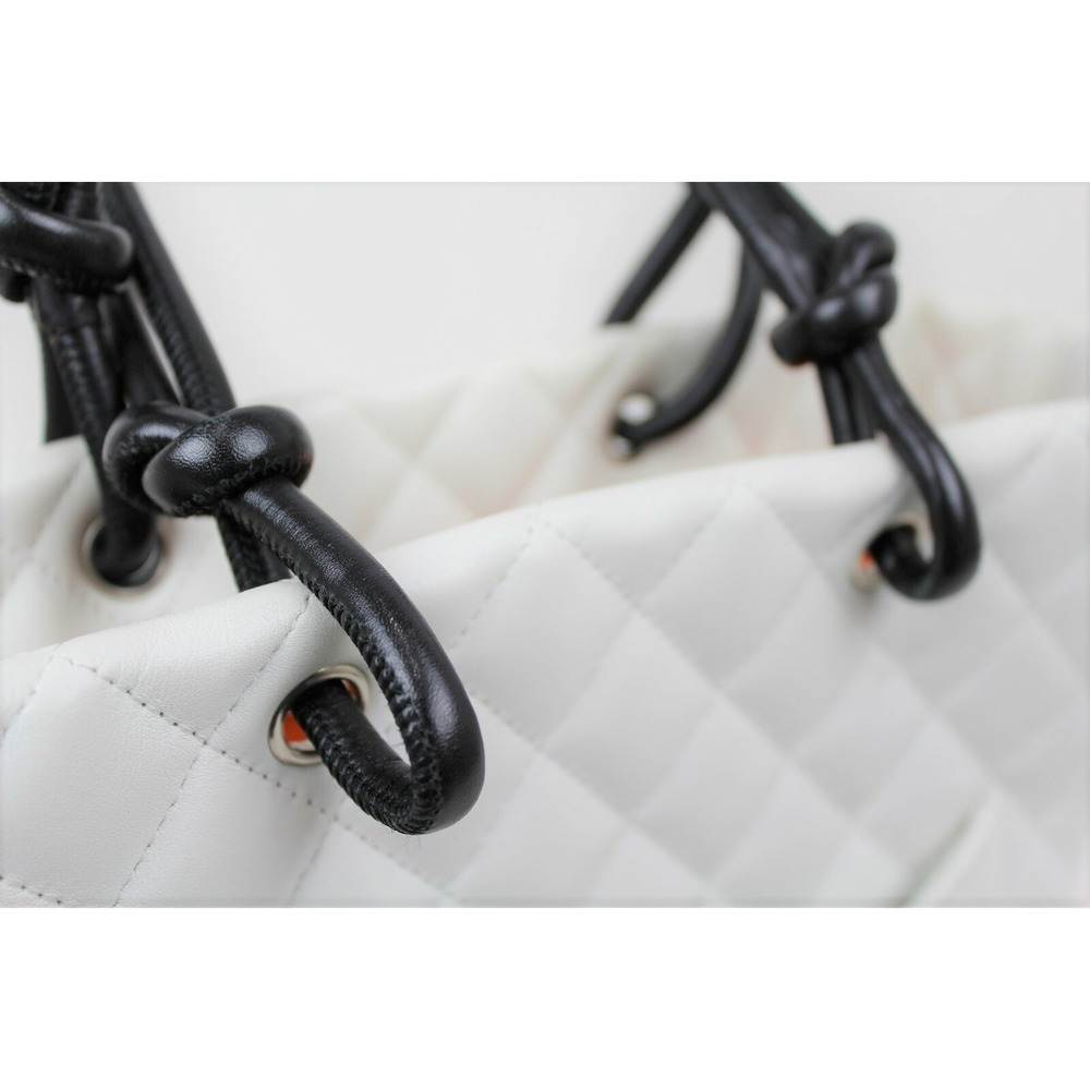 Chanel Python Cambon Tote Handbag White Black - image 8